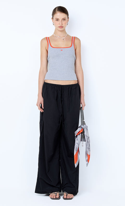LANA SQUARE NECK TANK - GREY MARLE/TANGERINE