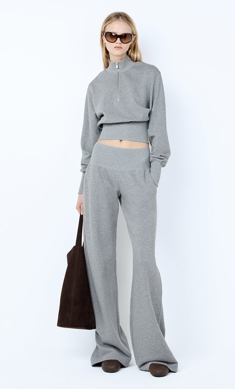 STEPH HALF ZIPPER JUMPER - GREY MARLE