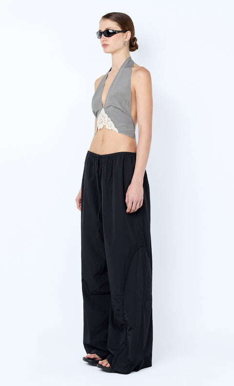 CHATEAU HALTER TOP - SLATE GREY/IVORY