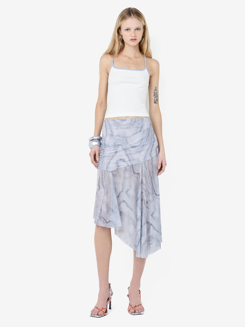 ETIENNE ASYM MIDI SKIRT - WOODGRAIN