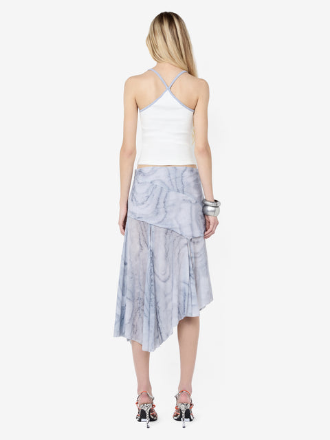 ETIENNE ASYM MIDI SKIRT - WOODGRAIN
