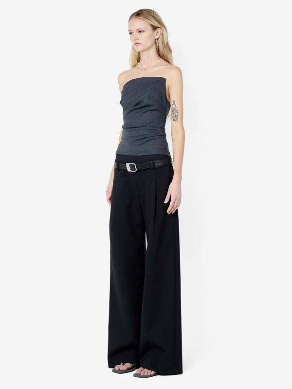 ELLIS ASYM STRAPLESS TOP - CHARCOAL