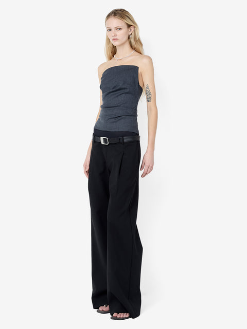 ELLIS ASYM STRAPLESS TOP - CHARCOAL