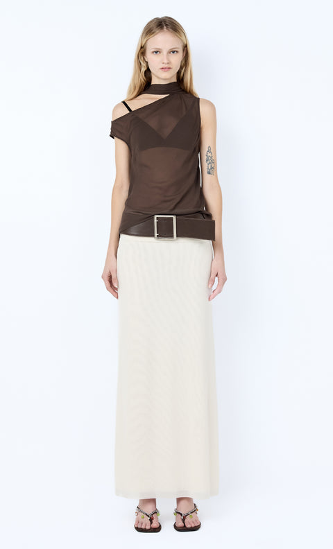 AUGUSTIN SCARF TOP - DARK CHOCOLATE