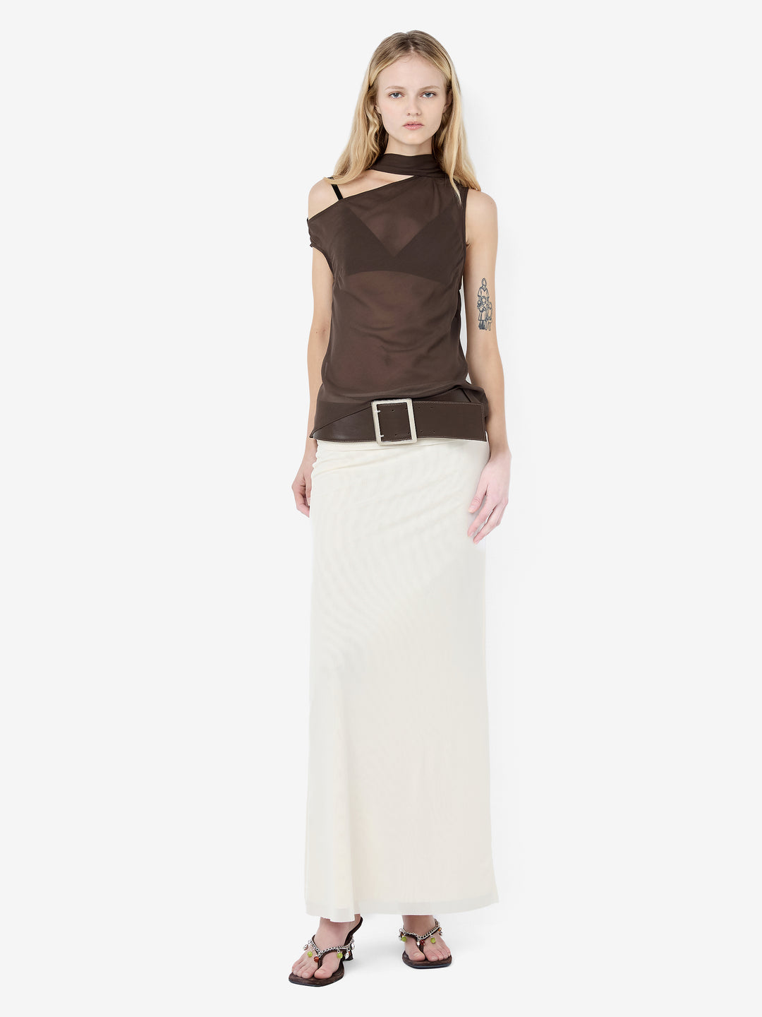 AUGUSTIN SCARF TOP - DARK CHOCOLATE