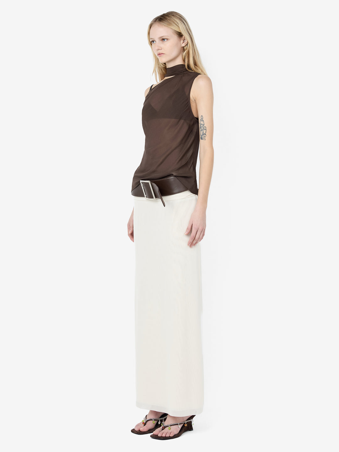 AUGUSTIN SCARF TOP - DARK CHOCOLATE