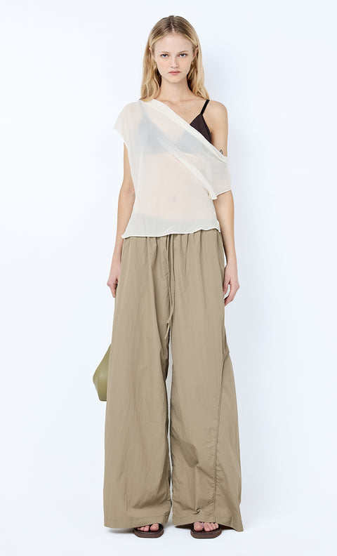 ELOISE LAYERED COWL TOP - SNOW/SLATE GREY