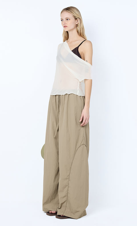 ELOISE LAYERED COWL TOP - SNOW/SLATE GREY