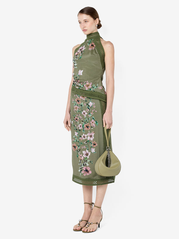 CAMELIA RACER TOP - OLIVE GARDENIA FLORAL