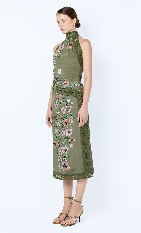 CAMELIA RACER TOP - OLIVE GARDENIA FLORAL