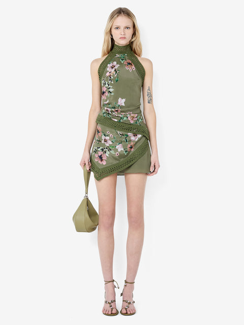 CAMELIA MINI SKIRT - OLIVE GARDENIA FLORAL