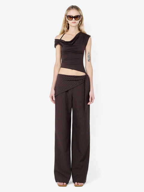 ANDRE OVERLAY PANT - CHOC PINSTRIPE