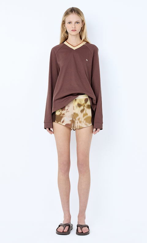 VARSITY LONG SLEEVE TEE - DARK CHOCOLATE