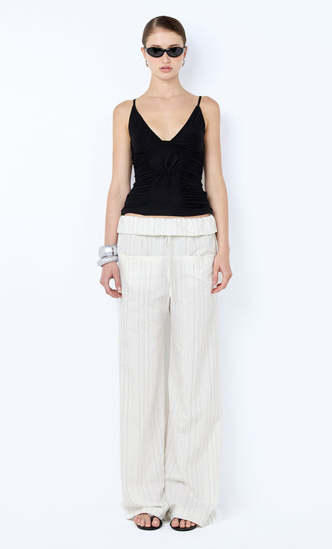 ROMI PANT - IVORY/BLACK STRIPE