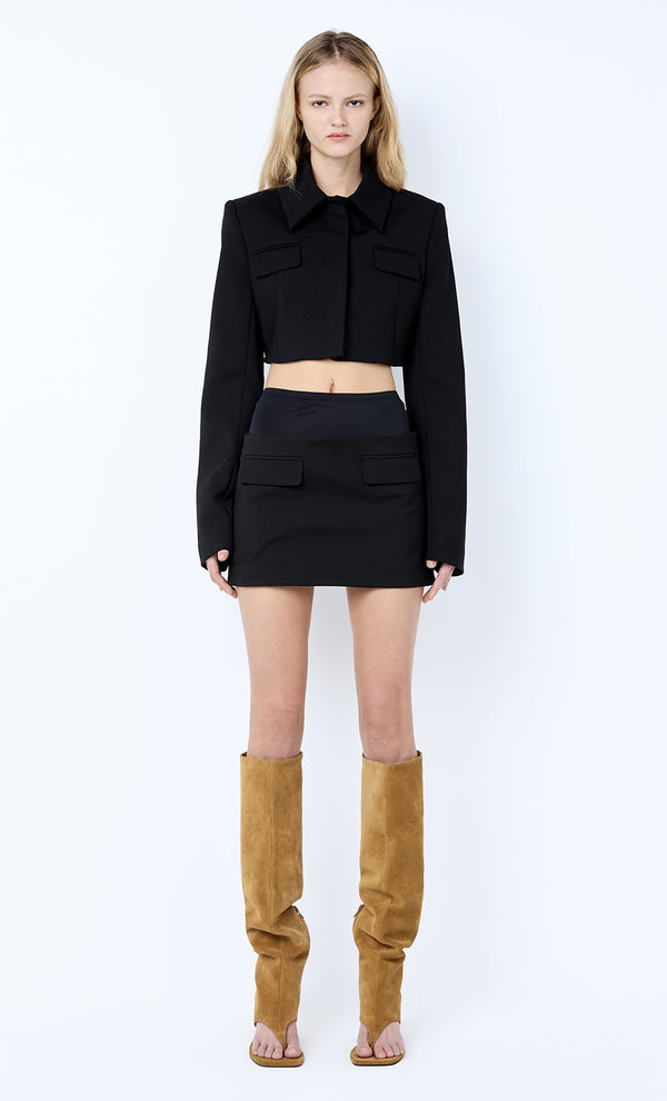 MIRREN CONTRAST MINI SKIRT - BLACK