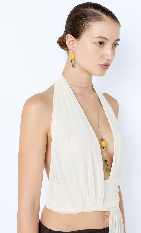 INDIRA MULTI STONE EARRINGS - CITRINE/GREEN