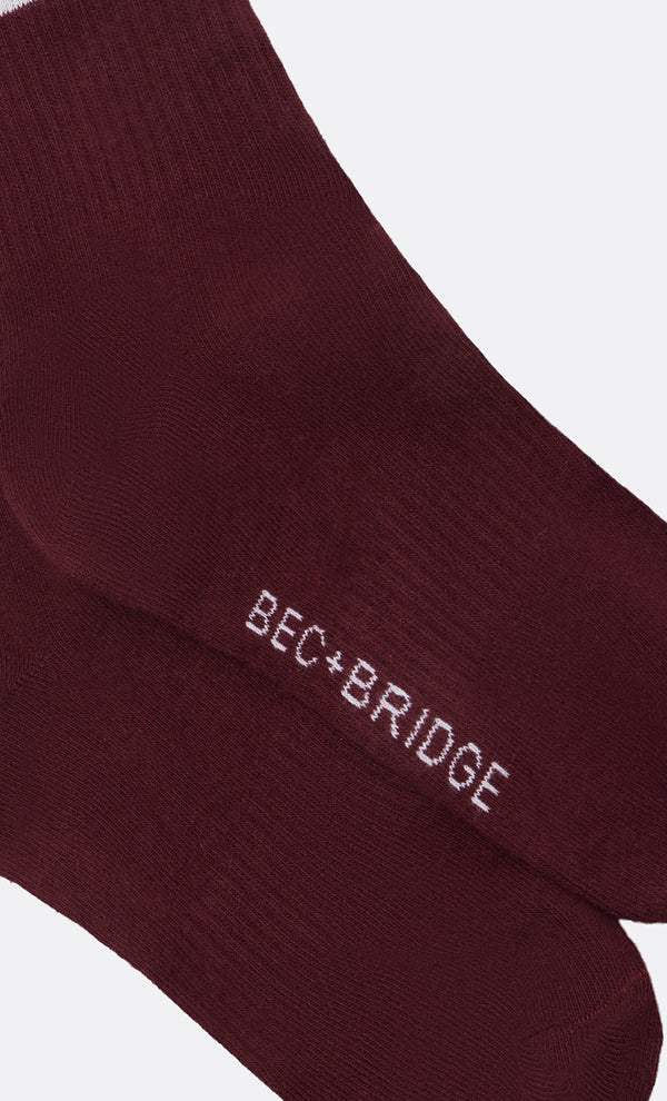 B+B SOCKS - BURG/WHITE