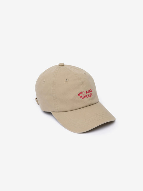 BEC AND BRIDGE SIGNATURE CAP - TAUPE/SCARLET