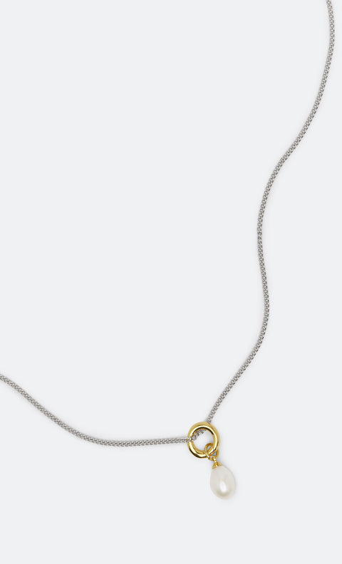 TIM PEARL NECKLACE - SILVER/GOLD
