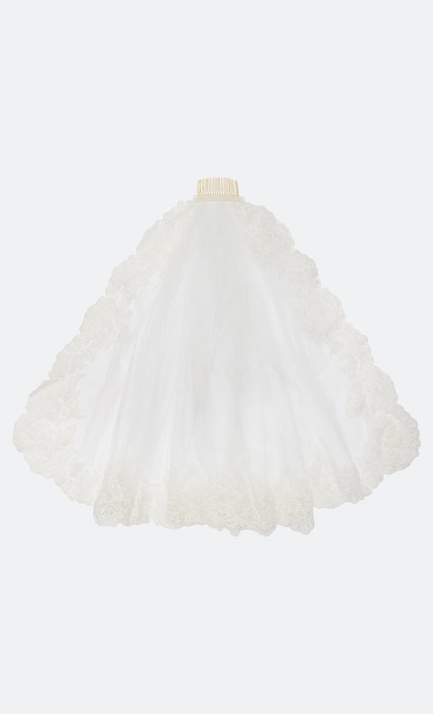 LUCINDA LACE VEIL - WHITE