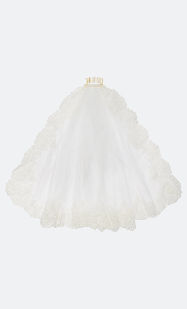 LUCINDA LACE VEIL - WHITE