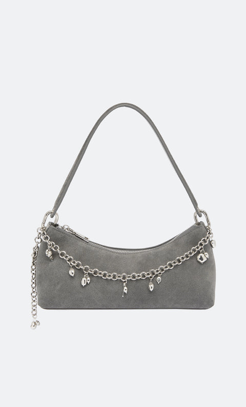 QUINCY SHOULDER BAG - CHARCOAL SUEDE