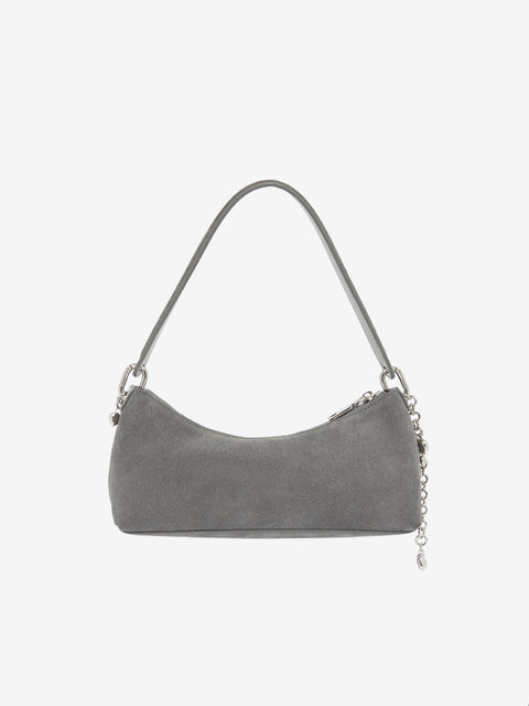 QUINCY SHOULDER BAG - CHARCOAL SUEDE
