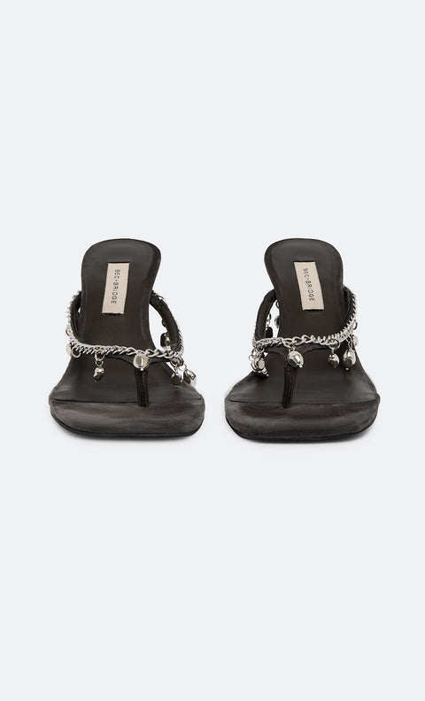 LILLIE BEADED WEDGE - CHARCOAL SUEDE