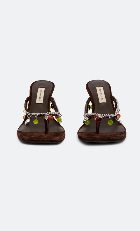 LILLIE BEADED WEDGE - CHOC SUEDE