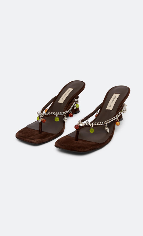 LILLIE BEADED WEDGE - CHOC SUEDE