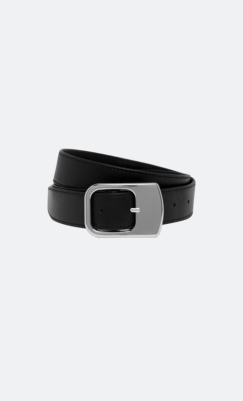 NYX BELT - BLACK LEATHER/SILVER