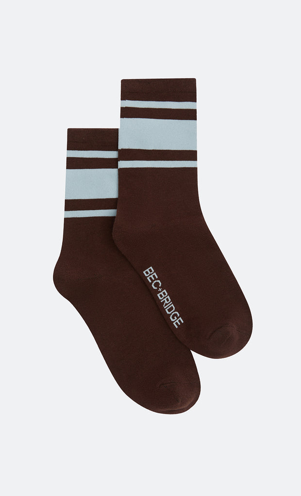 BEC + BRIDGE SOCKS - CHOC/BLUE/BLACK