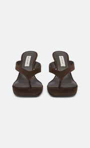 SCARLET THONG WEDGE - DARK CHOCOLATE