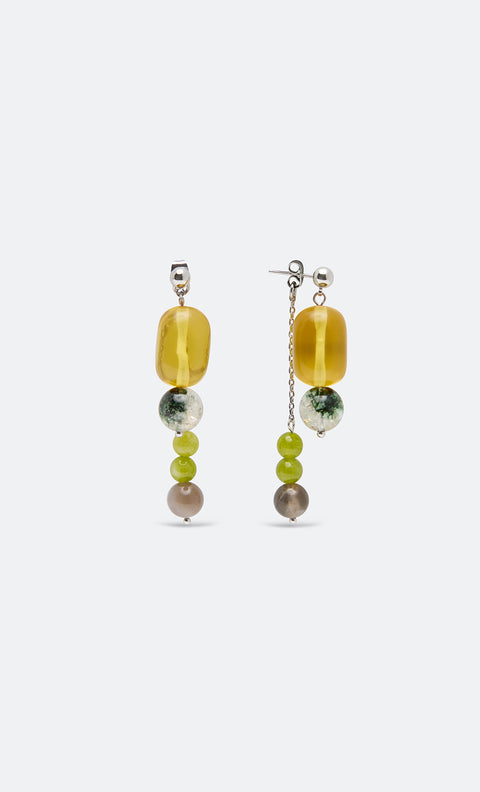 INDIRA MULTI STONE EARRINGS - CITRINE/GREEN