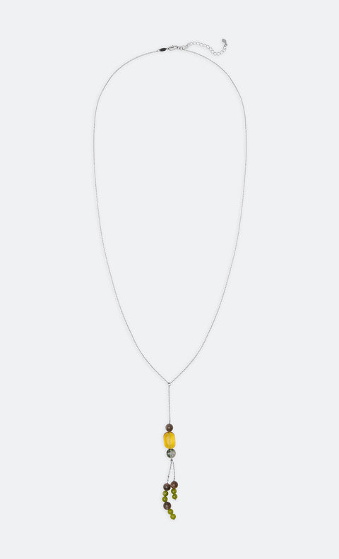 INDIRA MULTI STONE NECKLACE - CITRINE/GREEN