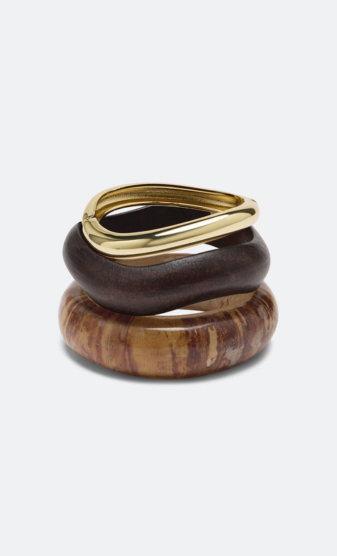 WREN BANGLE STACK - WOOD/GOLD
