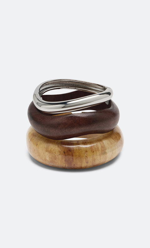 WREN BANGLE STACK - WOOD/SILVER