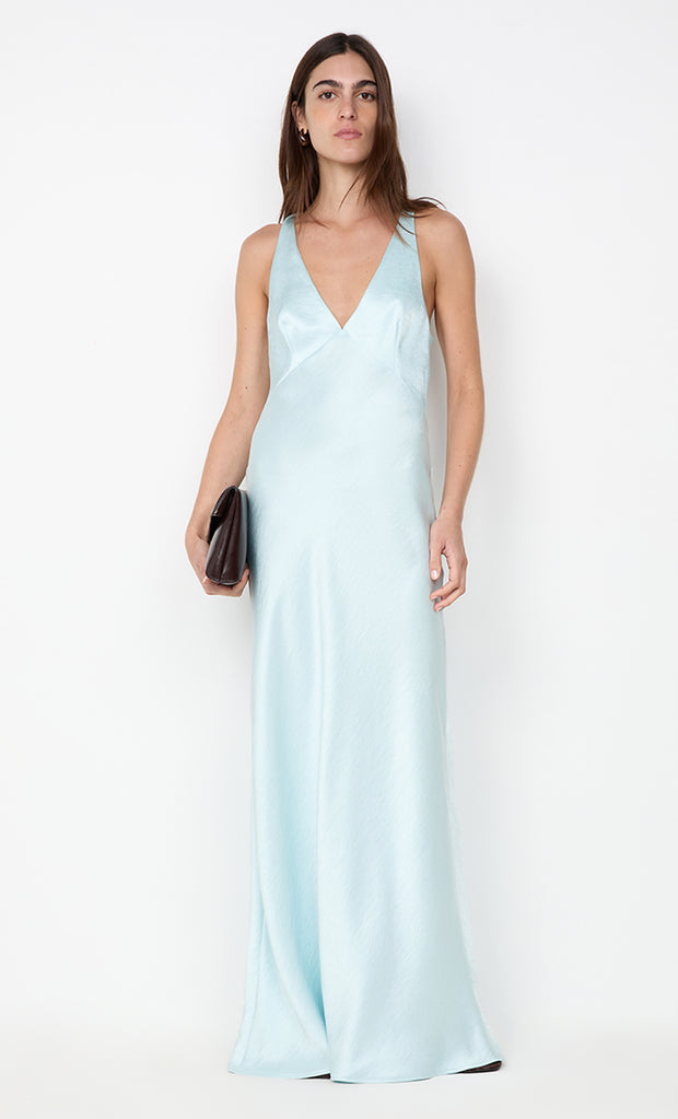THE DREAMER V NECK DRESS - ARCTIC BLUE