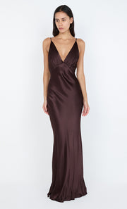MOON DANCE V MAXI DRESS - DARK CHOCOLATE