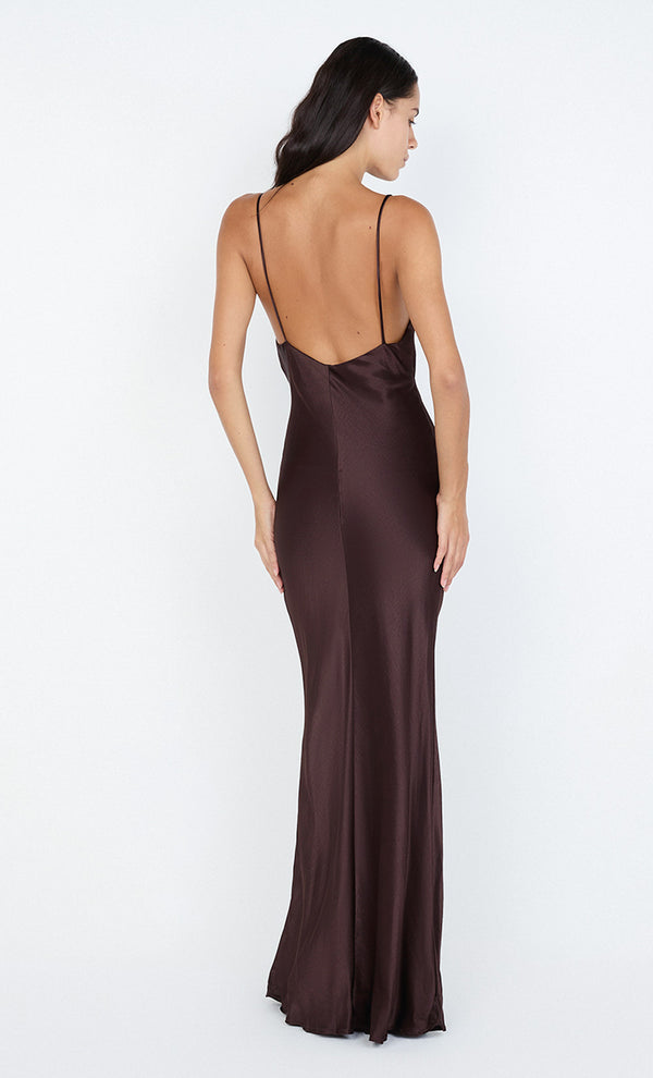 MOON DANCE V MAXI DRESS - DARK CHOCOLATE