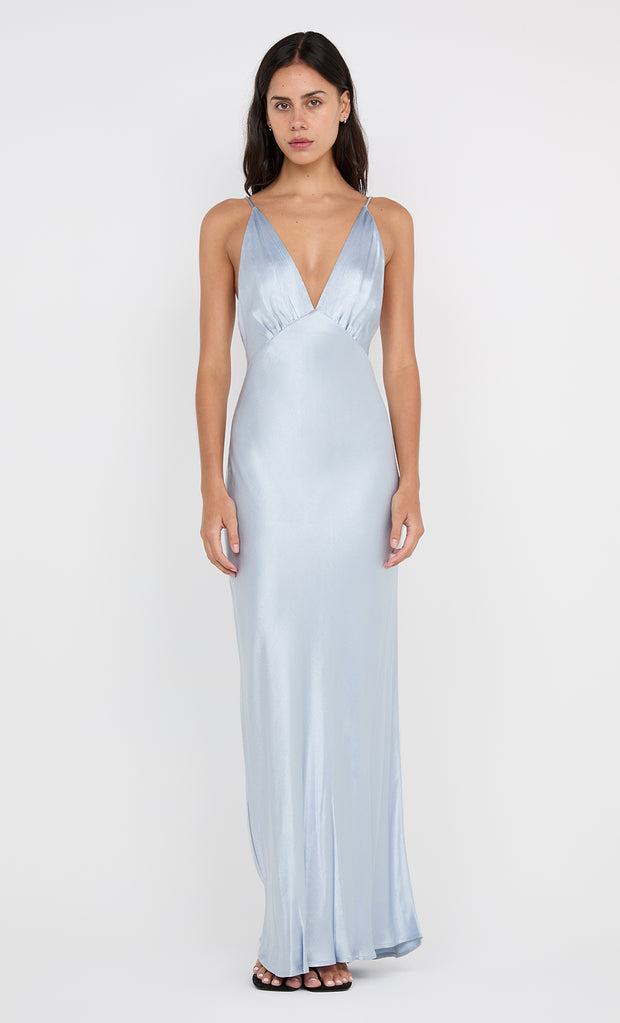 MOON DANCE V MAXI DRESS - DUSTY BLUE