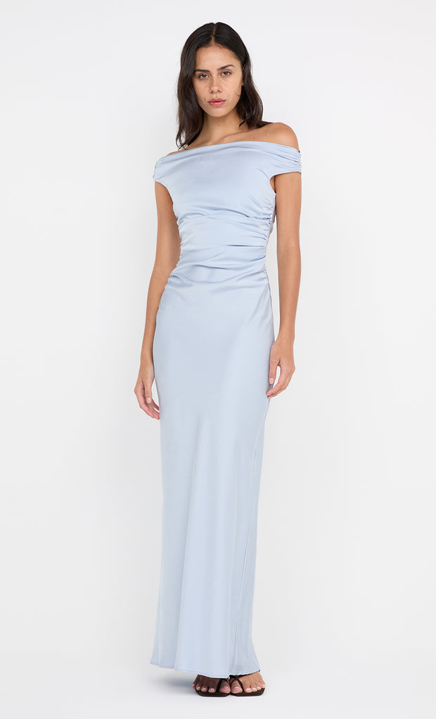 ETERNITY OFF SHOULDER MAXI - DUSTY BLUE