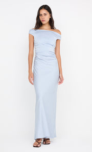 ETERNITY OFF SHOULDER MAXI - DUSTY BLUE
