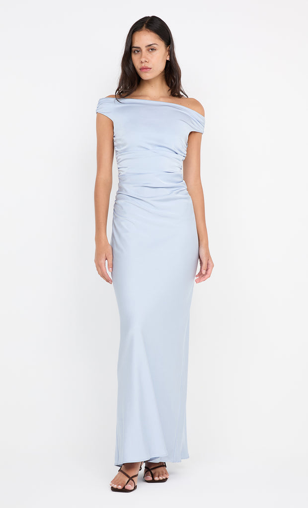 ETERNITY OFF SHOULDER MAXI - DUSTY BLUE