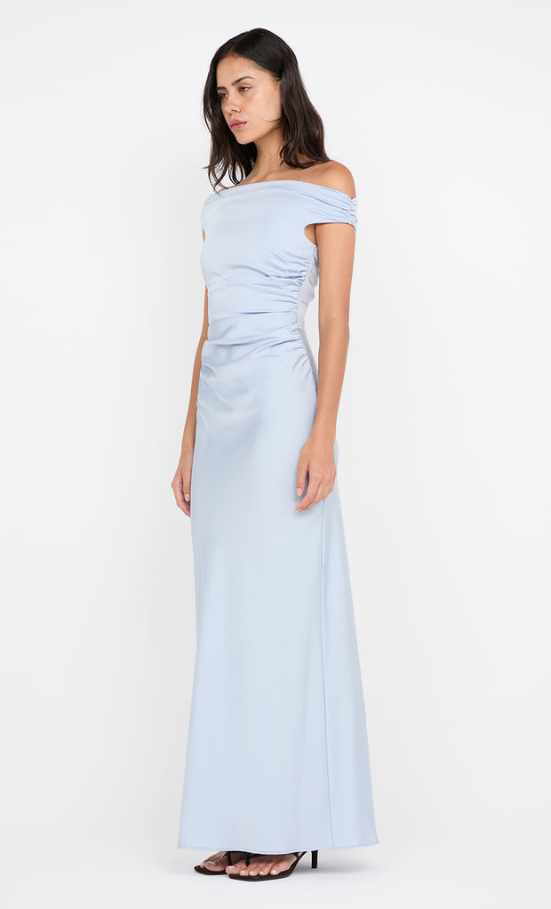 ETERNITY OFF SHOULDER MAXI - DUSTY BLUE