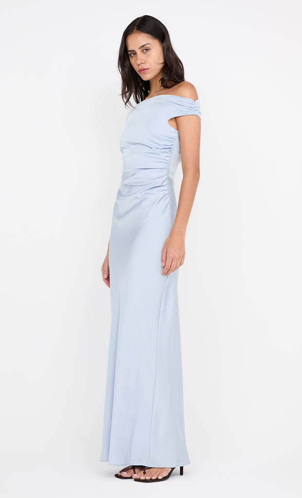 ETERNITY OFF SHOULDER MAXI - DUSTY BLUE
