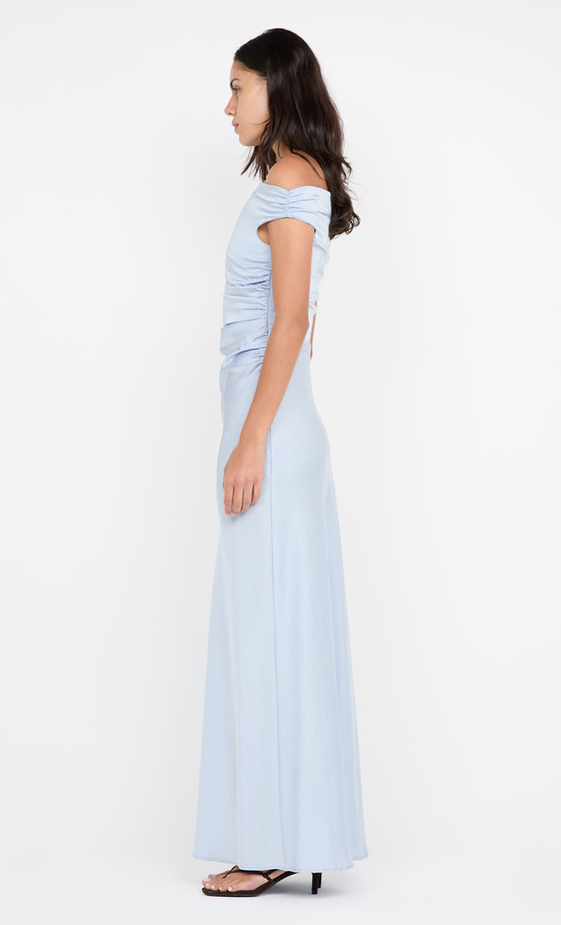ETERNITY OFF SHOULDER MAXI - DUSTY BLUE