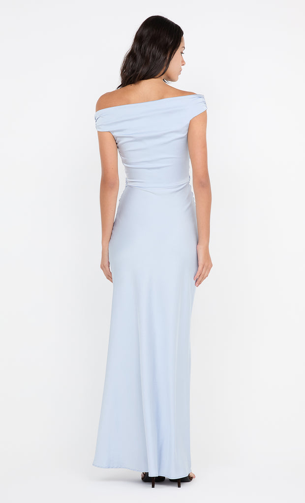 ETERNITY OFF SHOULDER MAXI - DUSTY BLUE