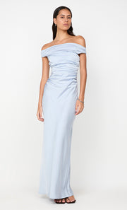 ETERNITY OFF SHOULDER MAXI - DUSTY BLUE