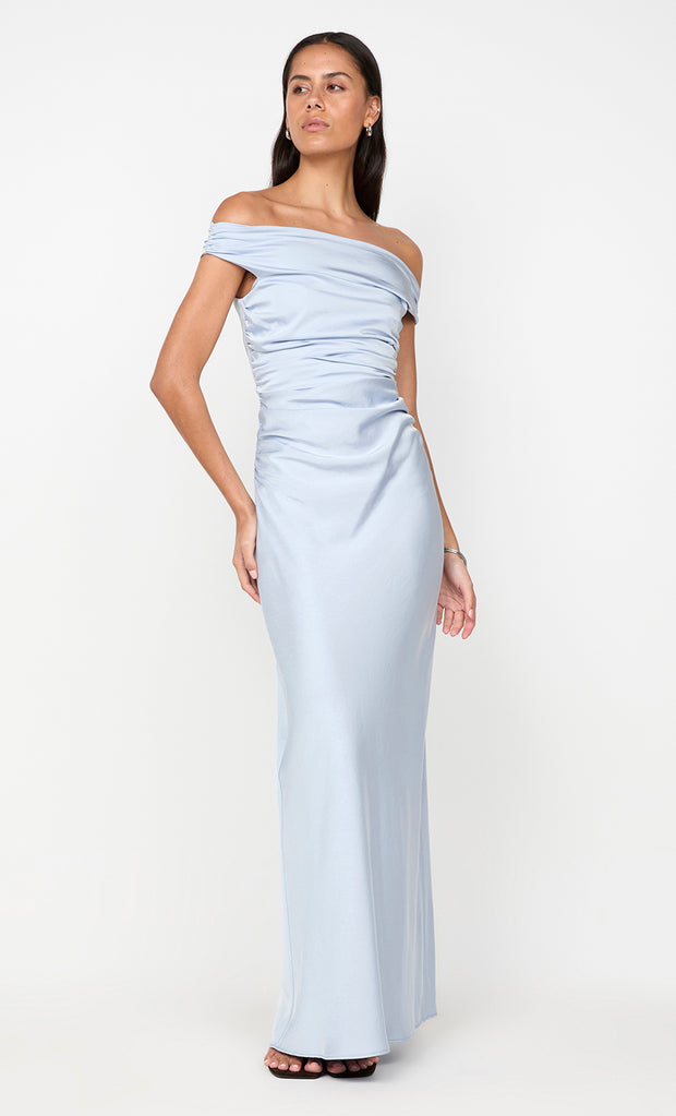 ETERNITY OFF SHOULDER MAXI - DUSTY BLUE
